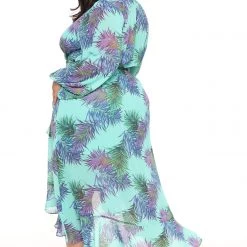 Fashion Nova Nadine Long Sleeve Midi Dress - Teal/combo -fashion nova dresses Shop 02 28 22Studio3 ME KP 14 58 31 36 DM1494 Tealcombo 4036 PLUS KL