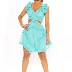 Fashion Nova Good Times Only Ruffle Mini Dress - Turquoise -fashion nova dresses Shop 03 01 21Studio2 SN SD 11 53 06 23 LD7348 Turquoise 16397 RG