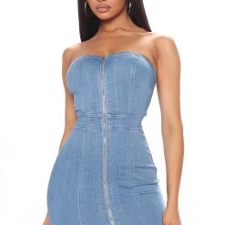 Fashion Nova Esmeralda Denim Mini Dress - Medium Wash -fashion nova dresses Shop 03 01 22Studio5 ME KP 15 14 14 58 HMD12404 MediumWash 2510 SG