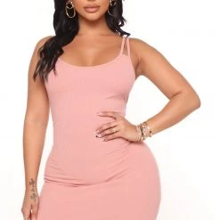 Fashion Nova Elana Double Strap Mini Dress - Mauve