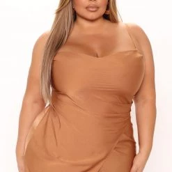 Fashion Nova Casie Satin Midi Dress - Brown -fashion nova dresses Shop 03 04 22Studio2 KJ AC 09 51 14 7 HF21F285 Brown 1853 PLUS PB