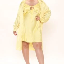 Fashion Nova On Tour Satin Dress Set - Yellow -fashion nova dresses Shop 03 07 22Studio2 RT KJ 10 19 06 11 TD7809C Yellow 12572 PLUS KL
