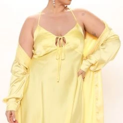Fashion Nova On Tour Satin Dress Set - Yellow -fashion nova dresses Shop 03 07 22Studio2 RT KJ 10 19 06 11 TD7809C Yellow 12577 PLUS KL