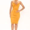 Fashion Nova All Chill Slinky Midi Dress - Mustard
