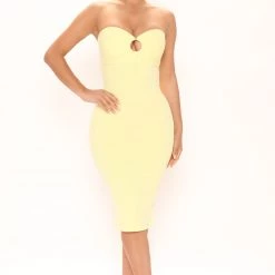 Fashion Nova Off To Brunch Midi Dress - Yellow