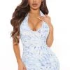 Fashion Nova Megan Mesh Mini Dress - Blue/combo