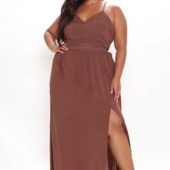 Fashion Nova Holy Slit Sleeveless Maxi Dress - Brown -fashion nova dresses Shop 03 10 21Studio1 RT SA 15 01 23 64 DM1840 Brown 3625 PLUS WG