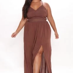 Fashion Nova Holy Slit Sleeveless Maxi Dress - Brown -fashion nova dresses Shop 03 10 21Studio1 RT SA 15 01 26 64 DM1840 Brown 3628 PLUS WG