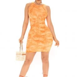 Fashion Nova Tie Dye Fun Mini Dress - Orange/combo