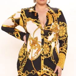 Fashion Nova Catch A Break Shirt Dress - Black/combo -fashion nova dresses Shop 03 14 22Studio2 CE RL 14 48 03 57 TD10442 Blackcombo 1185 PLUS KL