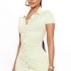Fashion Nova Ralene Ruched Shirt Dress - Sage -fashion nova dresses Shop 03 14 22Studio4 RM CP 14 33 24 54 JD45963 Sage 5259 SG