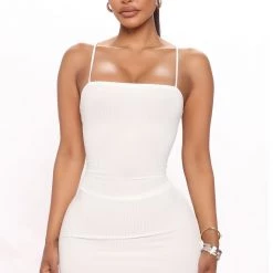 Fashion Nova Loryanne Ribbed Mini Dress - White