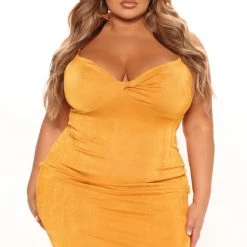Fashion Nova All Chill Slinky Midi Dress - Mustard -fashion nova dresses Shop 03 15 22Studio1 RT CP 12 05 37 34 DD8007 Rust 0454 PLUS KS
