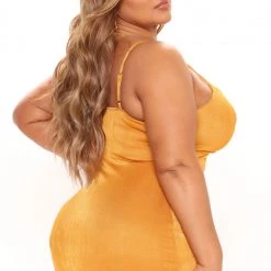 Fashion Nova All Chill Slinky Midi Dress - Mustard -fashion nova dresses Shop 03 15 22Studio1 RT CP 12 06 16 34 DD8007 Rust 0462 PLUS KS