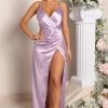 Fashion Nova Just Say Yes Satin Maxi Dress - Lavender