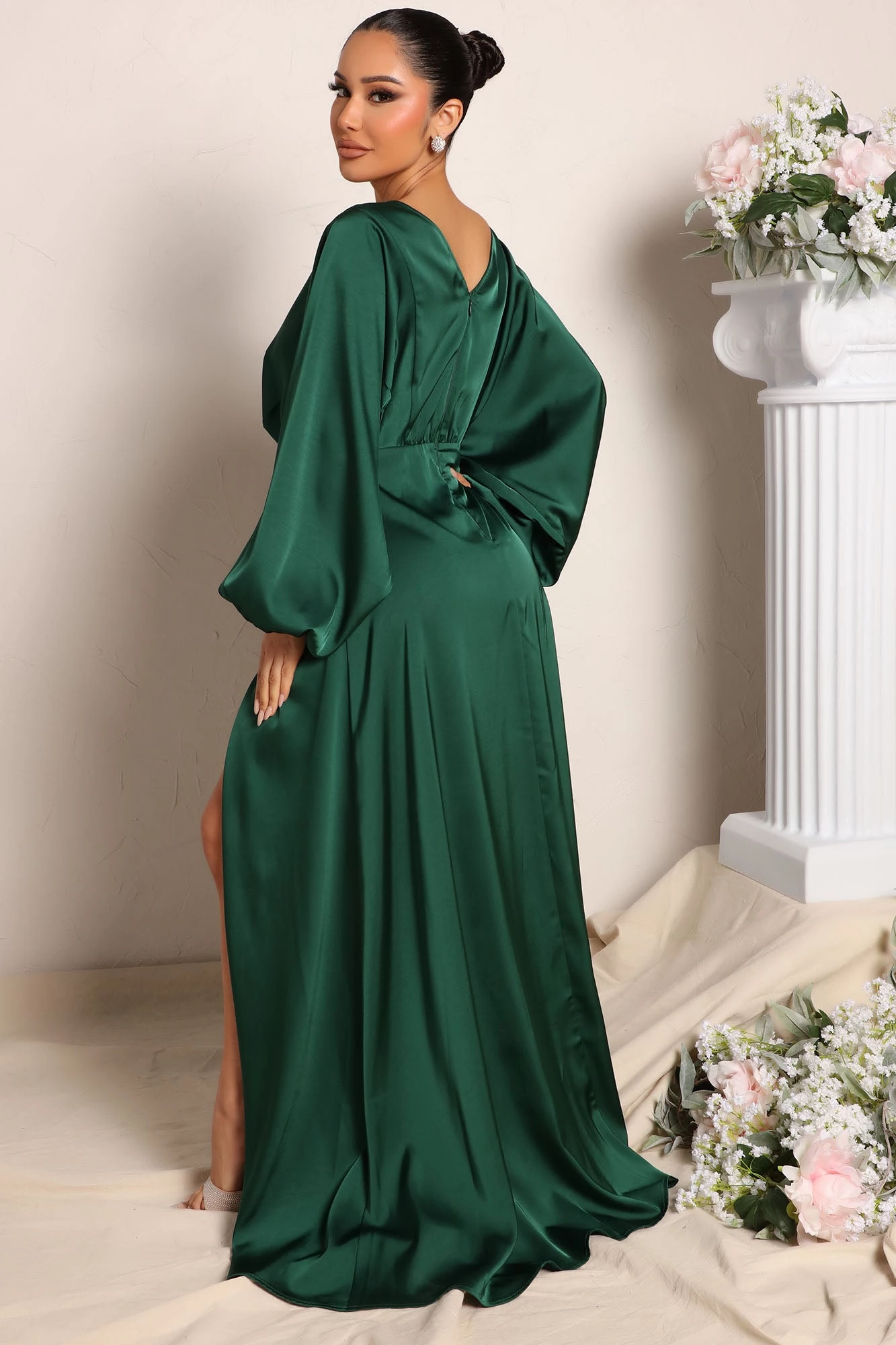 Fashion Nova Kiss The Sky Satin Maxi Dress - Green 5 Fashion Nova Kiss The Sky Satin Maxi Dress - Green - Image 3