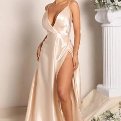 Fashion Nova Cherish This Moment Satin Maxi Dress - Cream