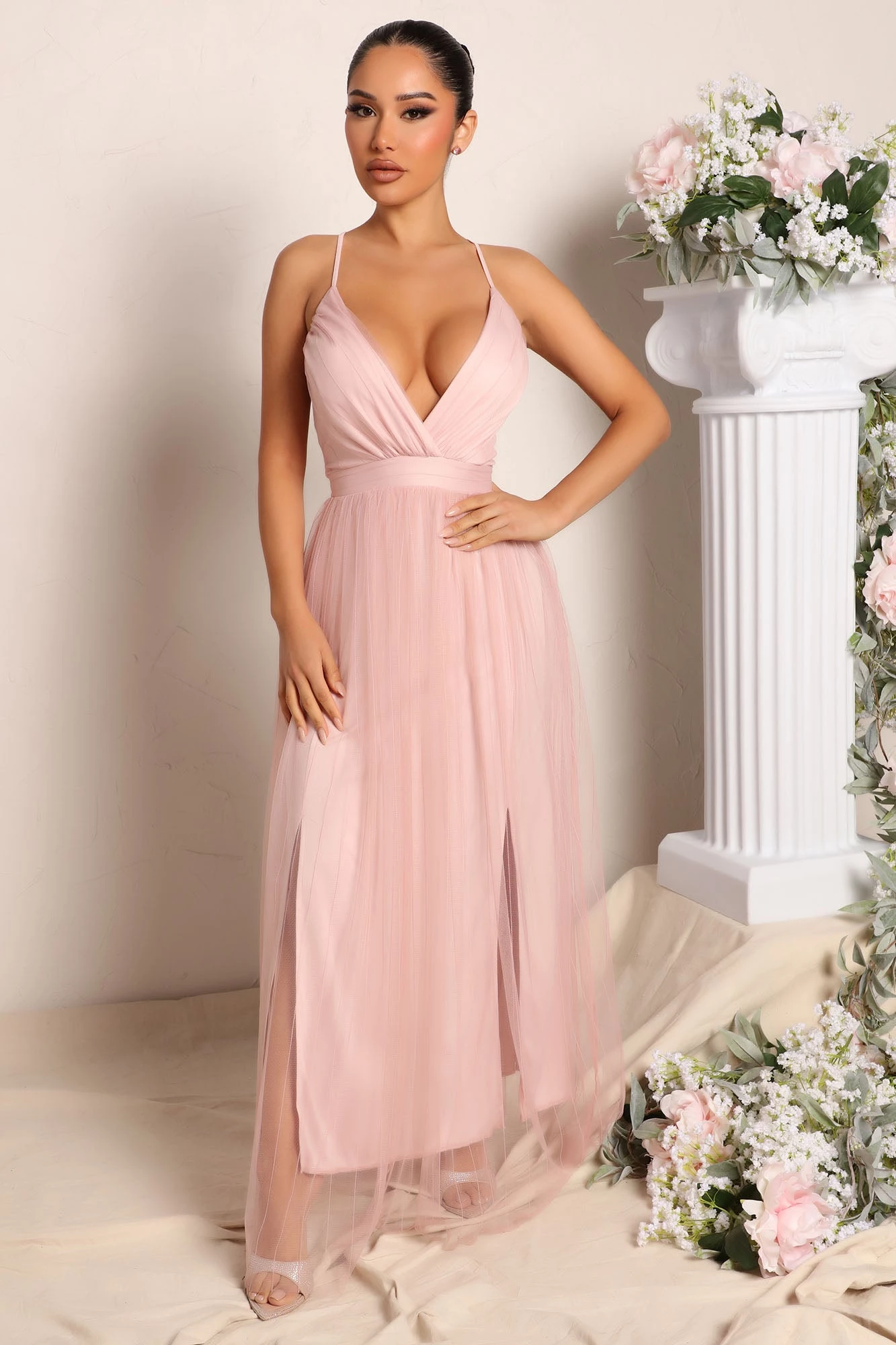 Fashion Nova Mesh Overlay Maxi Dress - Blush 3 Fashion Nova Mesh Overlay Maxi Dress - Blush
