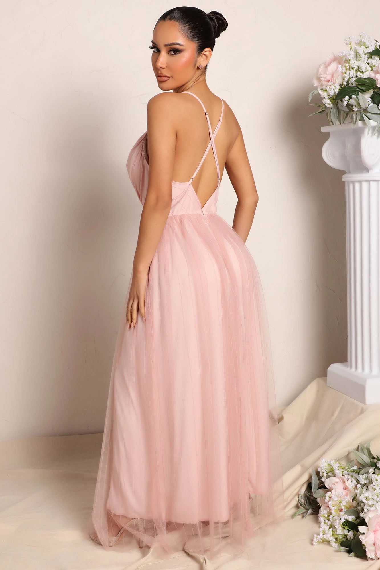 Fashion Nova Mesh Overlay Maxi Dress - Blush 5 Fashion Nova Mesh Overlay Maxi Dress - Blush - Image 3