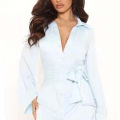 Fashion Nova Happy For Myself Shirt Dress - Light Blue -fashion nova dresses Shop 03 17 22Studio1 MS K 11 55 29 46 32141NK LightBlue 2500 KS