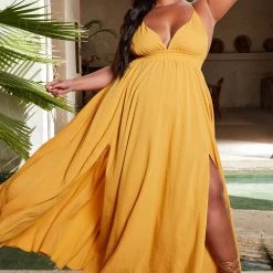 Fashion Nova River Flow Maxi Dress - Mustard -fashion nova dresses Shop 03 18 21Swim Editorial CE 12 41 13 Look2 12369 RG JF PLUS