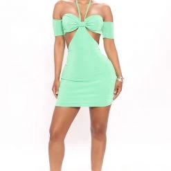 Fashion Nova Hallie Slinky Mini Dress - Green -fashion nova dresses Shop 03 18 22Studio4 RM RA 13 13 26 2 FS22E246 Green 6376 KL