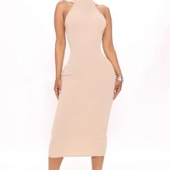 Fashion Nova Lola Midi Dress - Mocha