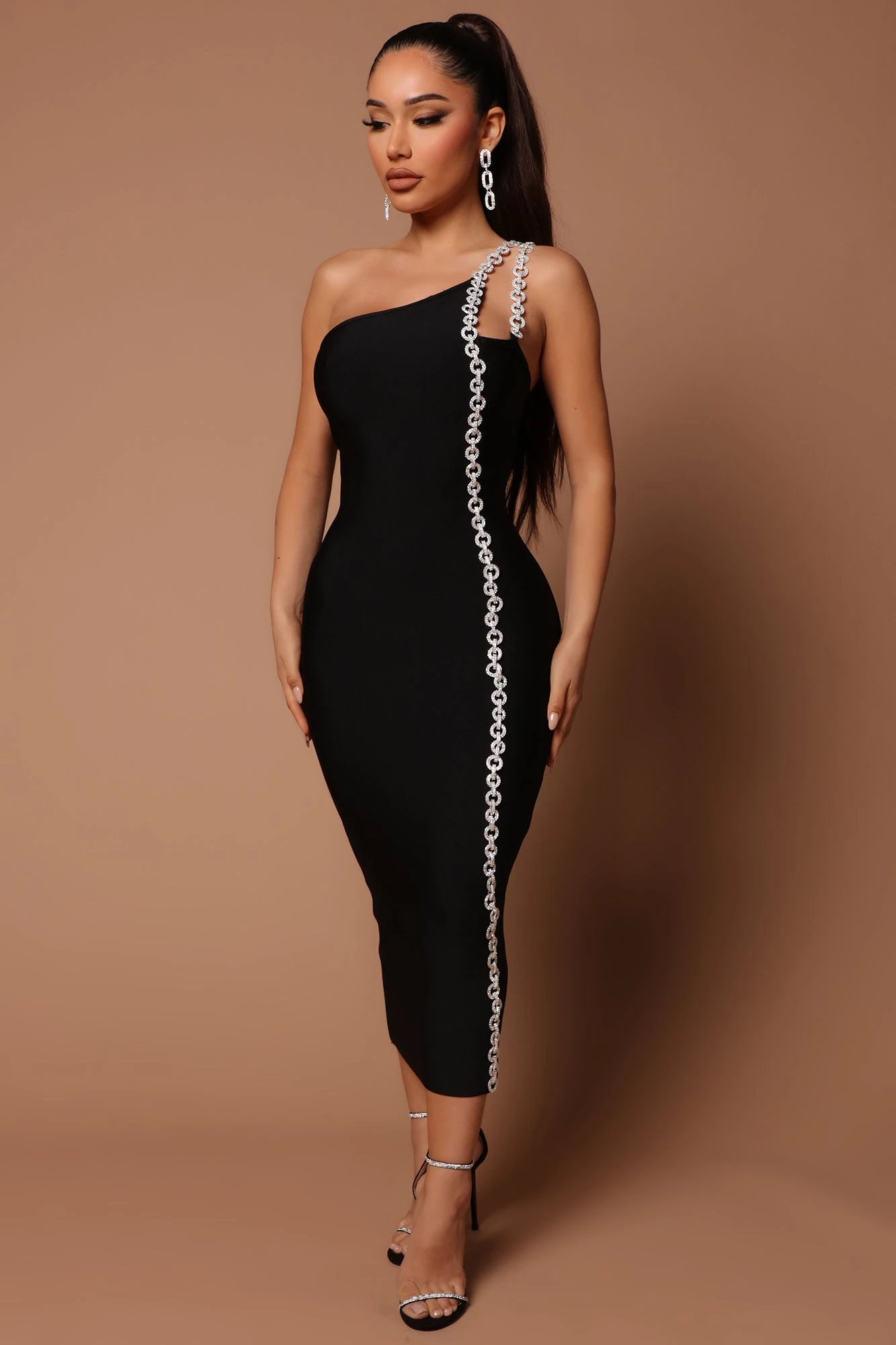 Fashion Nova Gigi One Shoulder Midi Dress - Black 3 Fashion Nova Gigi One Shoulder Midi Dress - Black