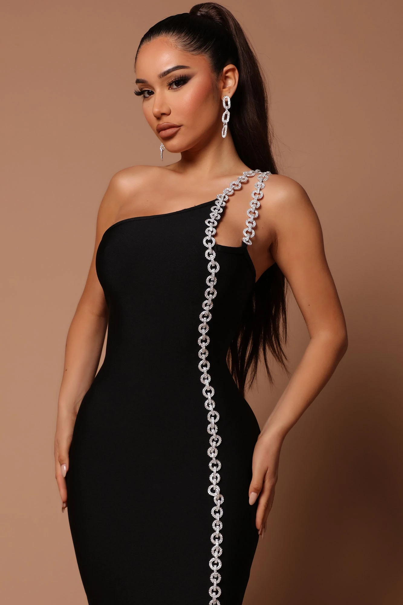 Fashion Nova Gigi One Shoulder Midi Dress - Black 5 Fashion Nova Gigi One Shoulder Midi Dress - Black - Image 3