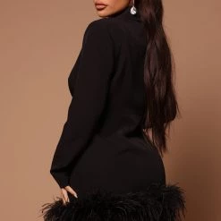 Fashion Nova Makena Feather Blazer Dress - Black -fashion nova dresses Shop 03 18 22Studio5 SN CP 09 35 54 3 B23363 Black 1636 EH