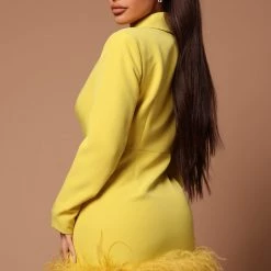 Fashion Nova Makena Feather Blazer Dress - Chartreuse -fashion nova dresses Shop 03 18 22Studio5 SN KP 10 52 54 8 B23363 Chartreuse 1752 KL