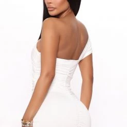 Fashion Nova Emmalyn Ruched Midi Dress - White -fashion nova dresses Shop 03 21 22Studio4 CE 11 37 28 26 FS22A069 White 5525 SG
