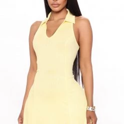 Fashion Nova Becca Fit And Flare Mini Dress - Yellow