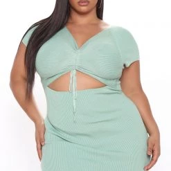 Fashion Nova Cut It Out Sweater Midi Dress - Green -fashion nova dresses Shop 03 22 21Studio3 RT ON 14 37 49 69 RDAC6280 Green 0519 PLUS KL