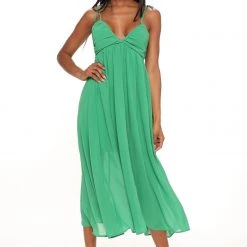 Fashion Nova Bright Energy Midi Dress - Green