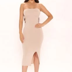 Fashion Nova Dani Midi Dress - Mocha