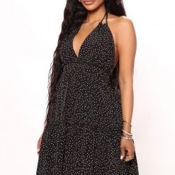 Fashion Nova Brunch Mood Polka Dot Mini Dress - Black/combo