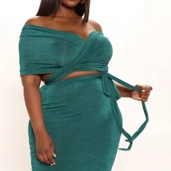 Fashion Nova Its A Wrap Slinky Midi Dress - Emerald -fashion nova dresses Shop 03 28 22Studio2 MS A 11 56 45 34 FD40235 Emerald 6205 PLUS SG