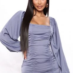 Fashion Nova Gossip Ruched Mini Dress - Blue 8 Fashion Nova Gossip Ruched Mini Dress - Blue -fashion nova dresses Shop 03 28 22Studio4 SN CP 14 16 36 20 FS22A688 Blue 0511 PB