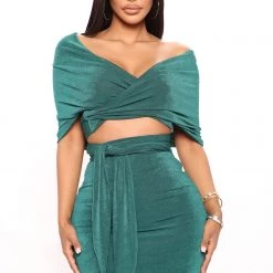Fashion Nova Its A Wrap Slinky Midi Dress - Emerald -fashion nova dresses Shop 03 29 22Studio4 RM CP 15 29 41 50 FD40235 Emerald 1223 KL