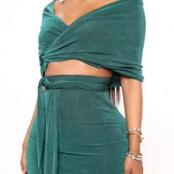 Fashion Nova Its A Wrap Slinky Midi Dress - Emerald -fashion nova dresses Shop 03 29 22Studio4 RM CP 15 29 47 50 FD40235 Emerald 1225 KL