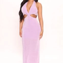 Fashion Nova Mila Slinky Maxi Dress - Lavender