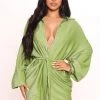 Fashion Nova Petite High Attention Shirt Dress - Green