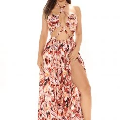 Fashion Nova Too Good For You Maxi Dress - Rust/combo