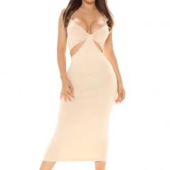 Fashion Nova Sunset Beach Midi Dress - Nude