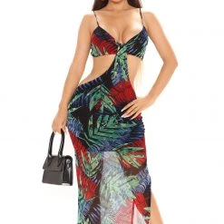 Fashion Nova Waikiki Mesh Maxi Dress - Black/combo