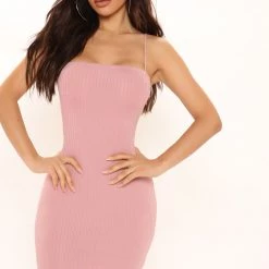 Fashion Nova Loryanne Ribbed Mini Dress - Mauve