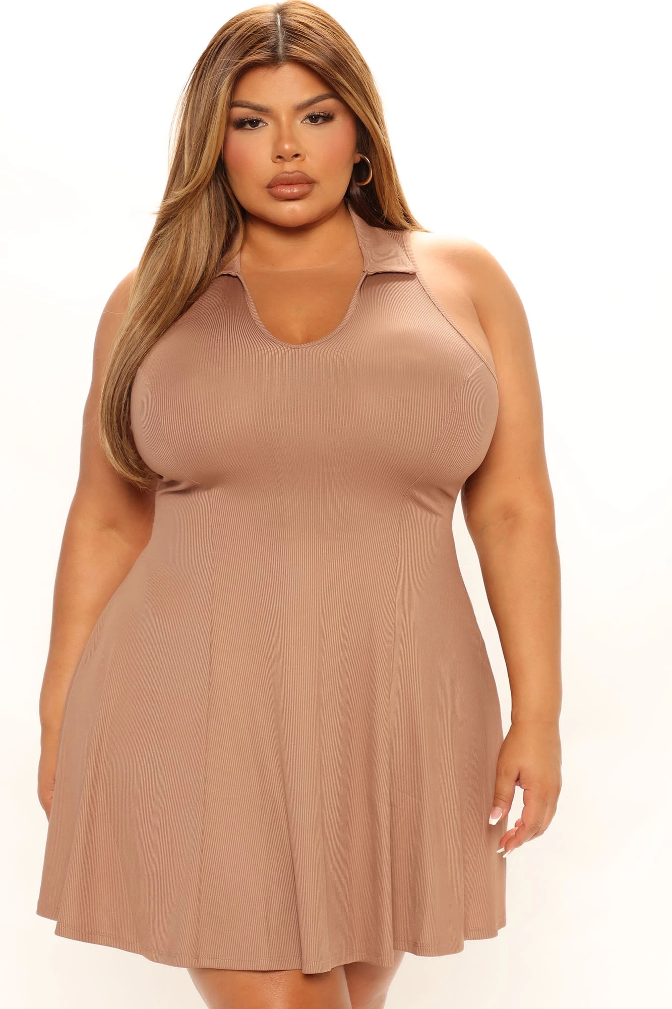 Fashion Nova Becca Fit And Flare Mini Dress - Taupe 7 Fashion Nova Becca Fit And Flare Mini Dress - Taupe - Image 5