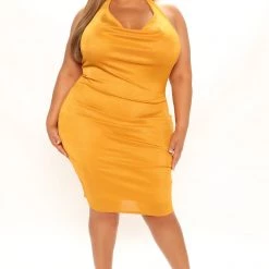 Fashion Nova Cowl And Collective Slinky Midi Dress - Mustard -fashion nova dresses Shop 04 11 22Studio1 SN KP 15 02 40 52 DD8012 Mustard 6944 PLUS EH