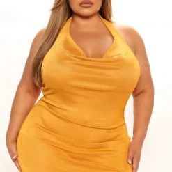 Fashion Nova Cowl And Collective Slinky Midi Dress - Mustard -fashion nova dresses Shop 04 11 22Studio1 SN KP 15 02 43 52 DD8012 Mustard 6946 PLUS EH